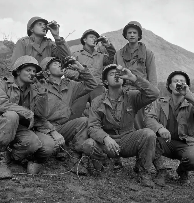 Framed Print : Soldiers Gulp Down Coca Cola Framed Print : Soldiers Gulp Down Coca Cola