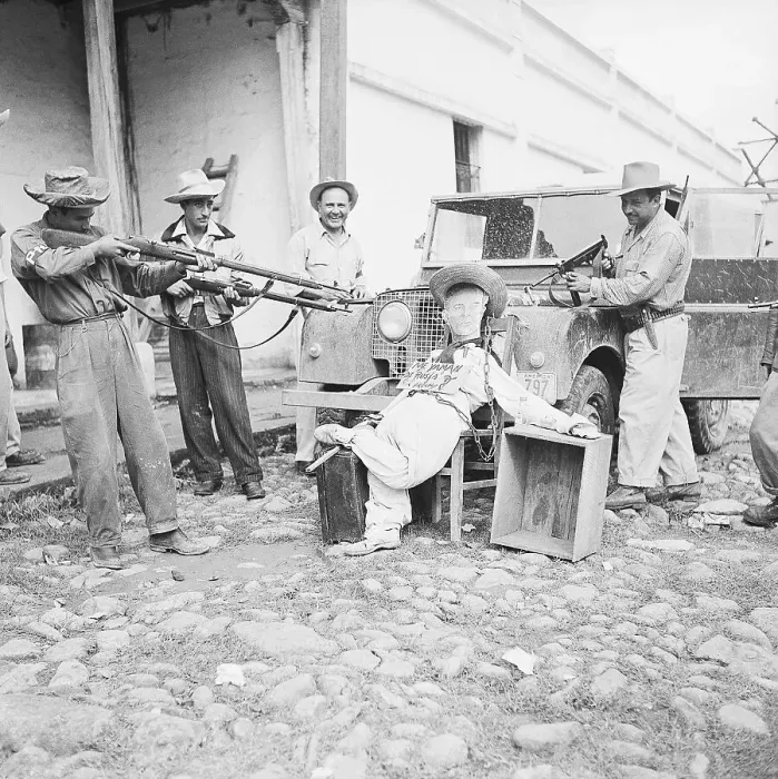 Framed Print : Soldiers Hold Guns on Effigy of Arbenz Framed Print : Soldiers Hold Guns on Effigy of Arbenz