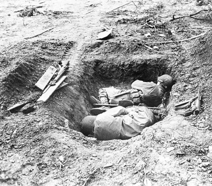 Framed Print : Soldiers Huddling in Foxhole Framed Print : Soldiers Huddling in Foxhole