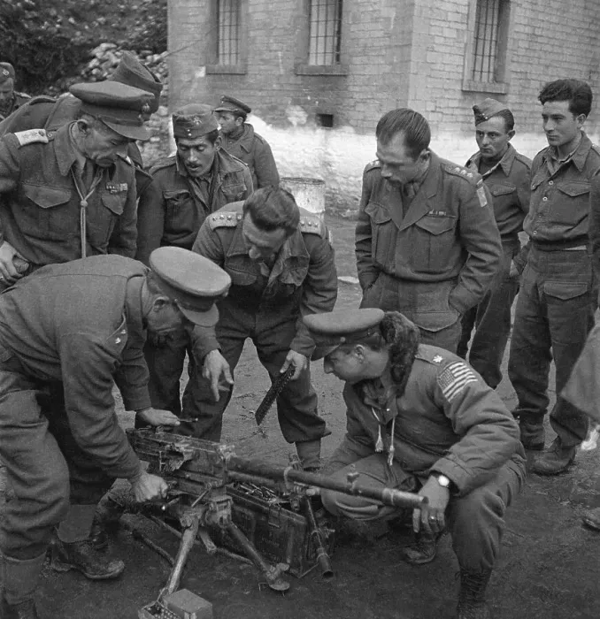 Framed Print : Soldiers Inspecting Captured Machine Gun Framed Print : Soldiers Inspecting Captured Machine Gun