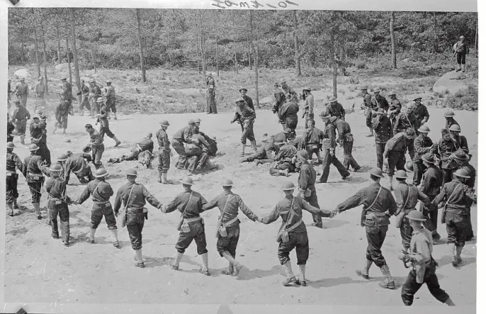 Framed Print : Soldiers with Joined Hands in Circle Framed Print : Soldiers with Joined Hands in Circle