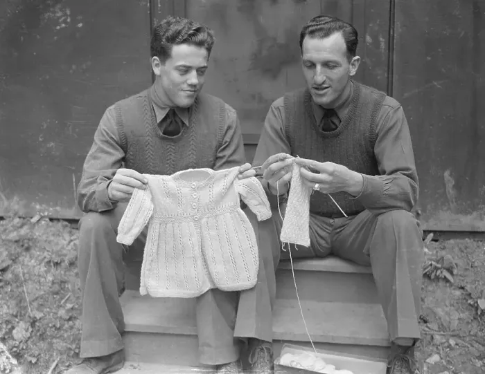 Framed Print : Soldiers Knitting Framed Print : Soldiers Knitting