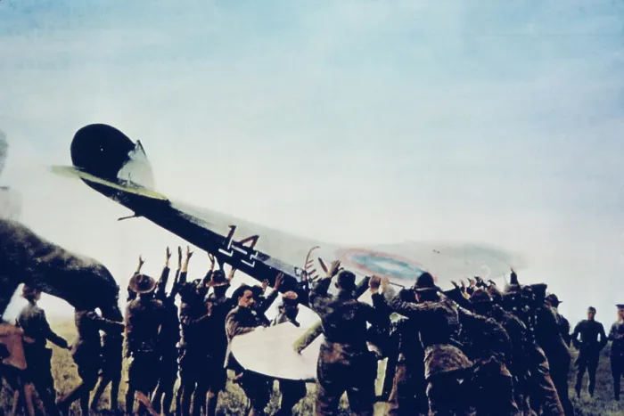 Framed Print : Soldiers Lifting A Nieuport Biplane, WW1