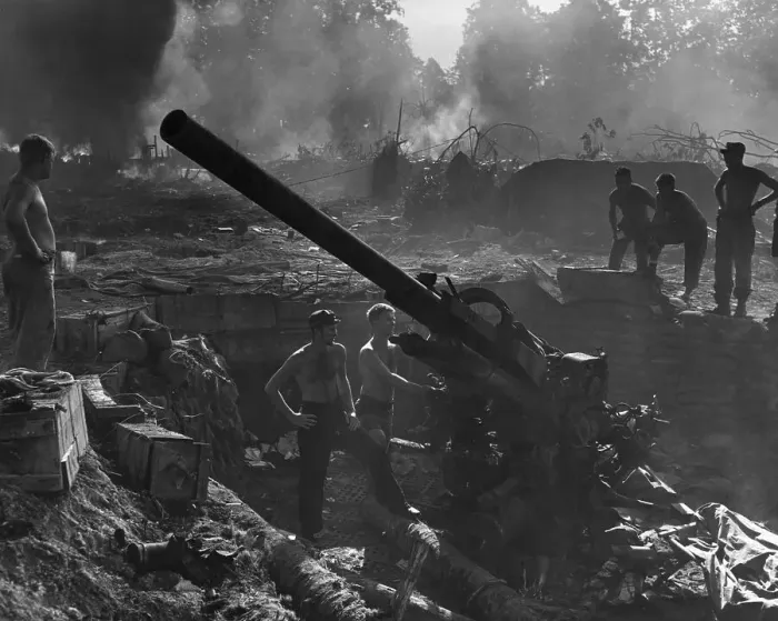 Framed Print : Soldiers Manning A Large Gun Framed Print : Soldiers Manning A Large Gun