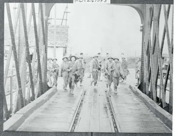 Framed Print : Soldiers Marching Over a Bridge Framed Print : Soldiers Marching Over a Bridge