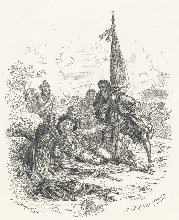 Framed Print : Soldiers and Natives at Death Scene for James Wolfe