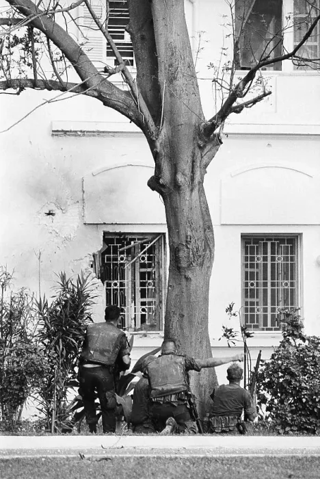 Framed Print : US Soldiers Near US Embassy in Saigon Framed Print : US Soldiers Near US Embassy in Saigon