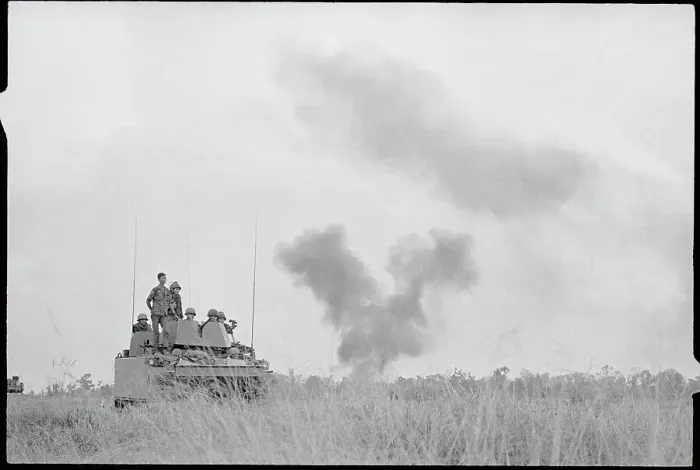 Framed Print : Soldiers Near Explosion