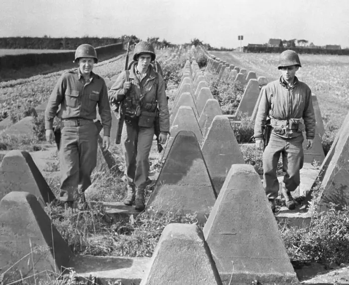 Framed Print : Soldiers Passing by Siegfried Line Framed Print : Soldiers Passing by Siegfried Line