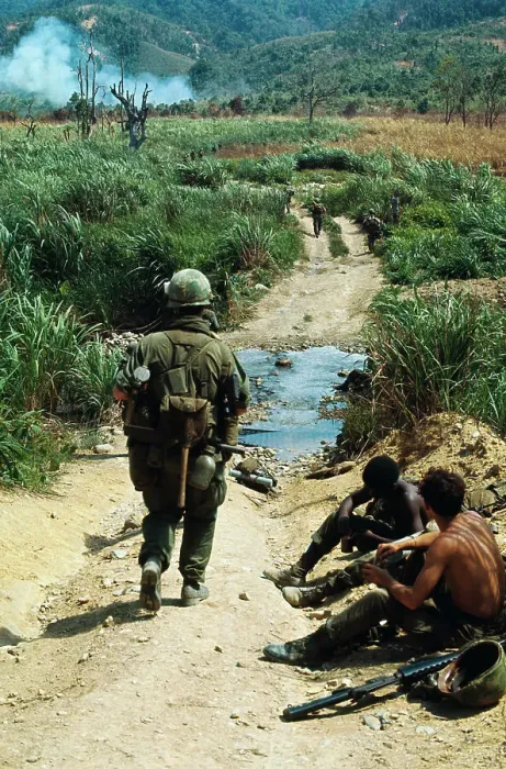 Framed Print : US Soldiers Patrolling a Road in Vietnam Framed Print : US Soldiers Patrolling a Road in Vietnam