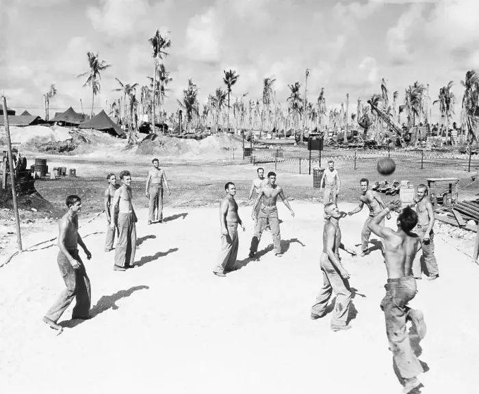 Framed Print : Soldiers Playing Volleyball On Beach Framed Print : Soldiers Playing Volleyball On Beach