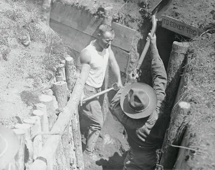 Framed Print : Soldiers Preparing Trenches Framed Print : Soldiers Preparing Trenches