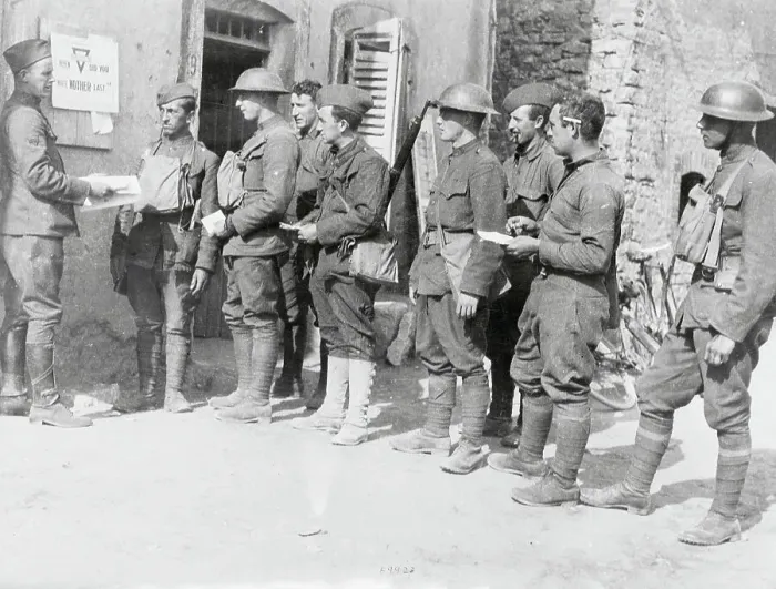 Framed Print : Soldiers Receiving Mail from Government Aide Framed Print : Soldiers Receiving Mail from Government Aide
