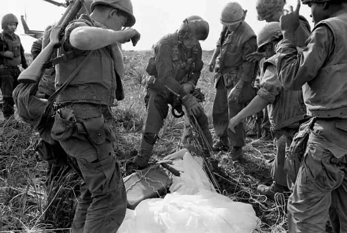 Framed Print : Soldiers Regrouping after Plane was Shot Down