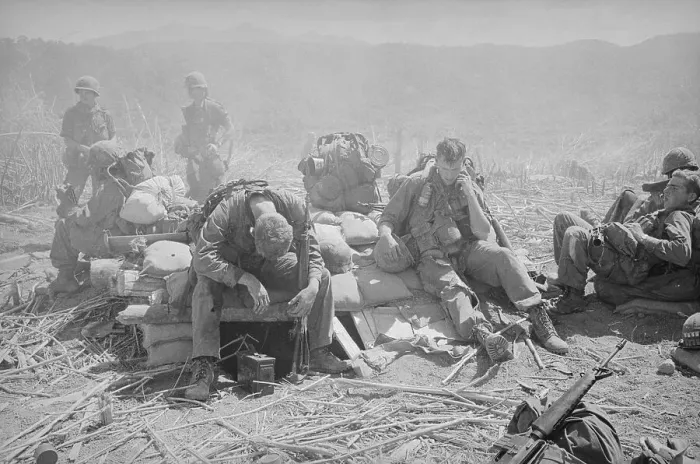Framed Print : Soldiers Resting at a Bunker atop Hill 875 in South Vietnam Framed Print : Soldiers Resting at a Bunker atop Hill 875 in South Vietnam