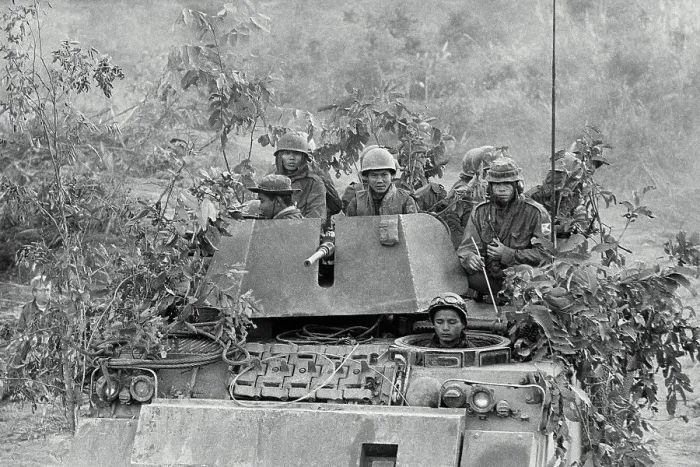 Framed Print : Soldiers Riding in Armored Tank Framed Print : Soldiers Riding in Armored Tank