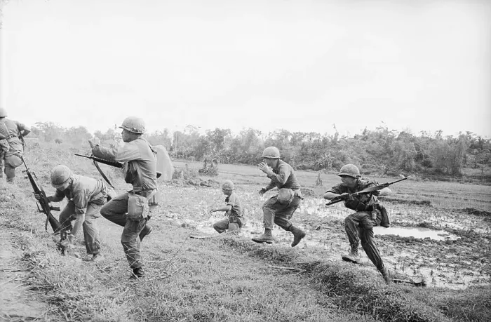 Framed Print : Soldiers Running for Cover Framed Print : Soldiers Running for Cover
