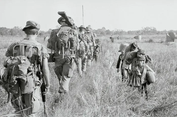Framed Print : Soldiers Searching for Enemy Forces Framed Print : Soldiers Searching for Enemy Forces