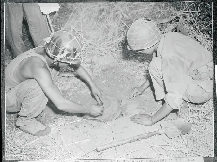 Framed Print : Soldiers Setting a Tank Mine Framed Print : Soldiers Setting a Tank Mine