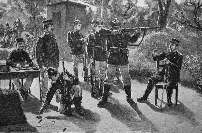 Framed Print : Soldiers at the shooting range, 1876, Germany, Historic, digital reproduction of an original 19th century painting, original date not known Framed Print : Soldiers at the shooting range, 1876, Germany, Historic, digital reproduction of an original 19th century painting, original date not known