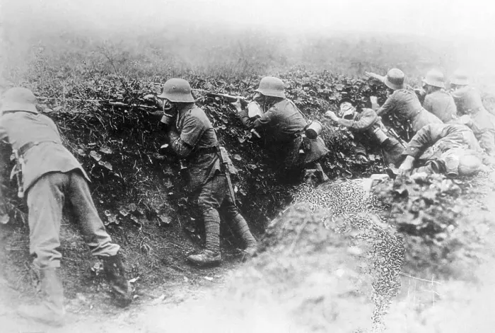 Framed Print : Soldiers Shooting From Their Trench Framed Print : Soldiers Shooting From Their Trench