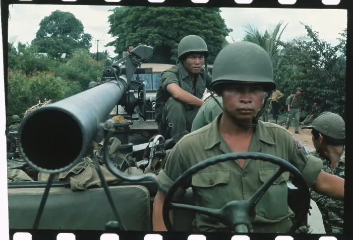 Framed Print : Soldiers Sitting Beside Recoilless Rifle Framed Print : Soldiers Sitting Beside Recoilless Rifle