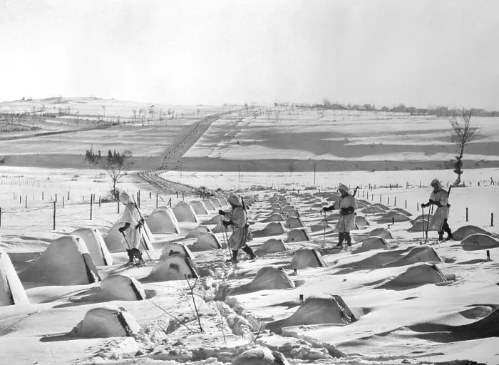 Framed Print : Soldiers Skiing on Snowcapped Siegfried Line Framed Print : Soldiers Skiing on Snowcapped Siegfried Line