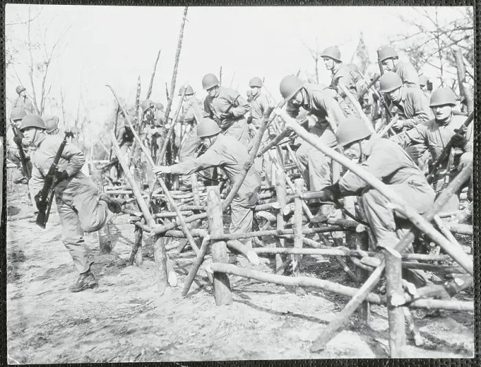 Framed Print : Soldiers Struggling Through Maze Framed Print : Soldiers Struggling Through Maze