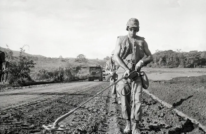 Framed Print : Soldiers Sweeping Road For Mines Framed Print : Soldiers Sweeping Road For Mines