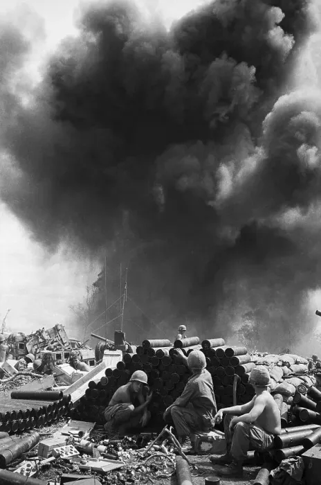 Framed Print : Soldiers Taking Cover During Bombing Framed Print : Soldiers Taking Cover During Bombing