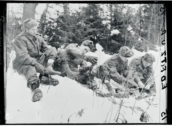 Framed Print : Soldiers Taking off Their Boots at Campsite