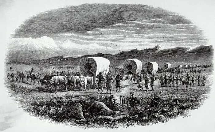 Framed Print : Soldiers Traveling By Wagon Train Framed Print : Soldiers Traveling By Wagon Train