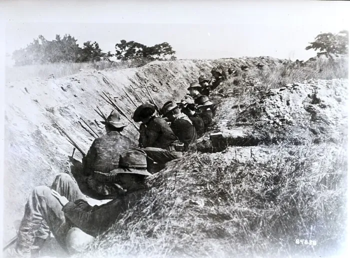 Framed Print : Soldiers in Trenches in War with Cuba