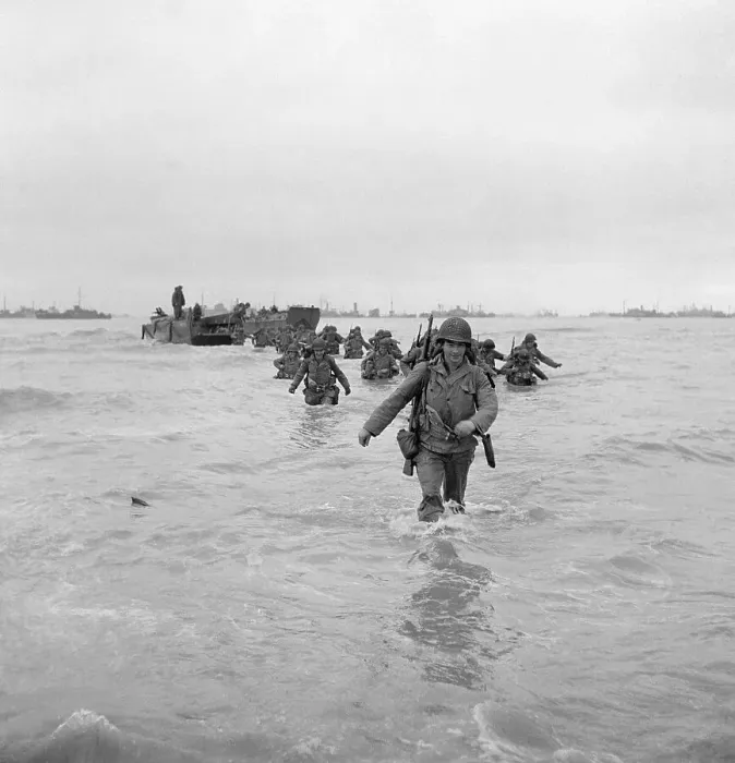 Framed Print : Soldiers Troop Through The Surf; Beach Framed Print : Soldiers Troop Through The Surf; Beach
