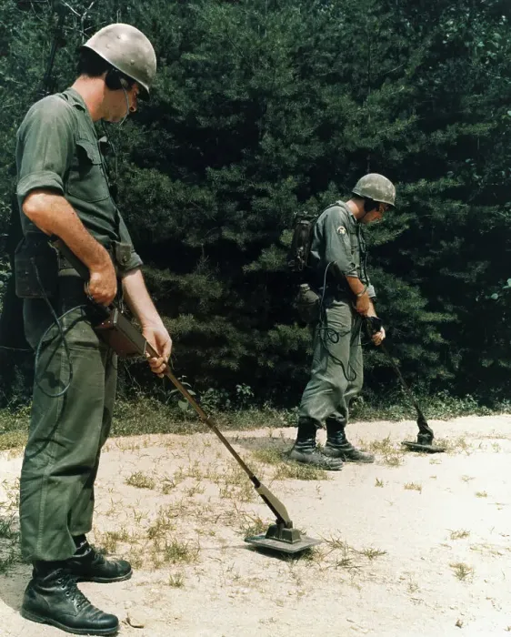 Framed Print : Soldiers Using Light Weight Mine Detectors Framed Print : Soldiers Using Light Weight Mine Detectors