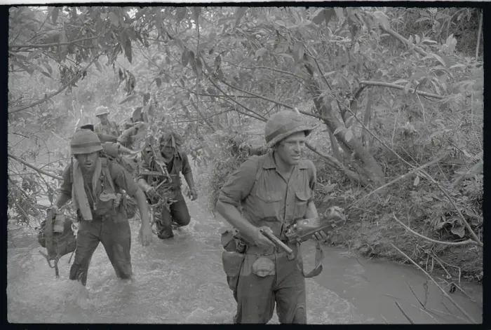 Framed Print : Soldiers Wading Through River in North Vietnam Framed Print : Soldiers Wading Through River in North Vietnam