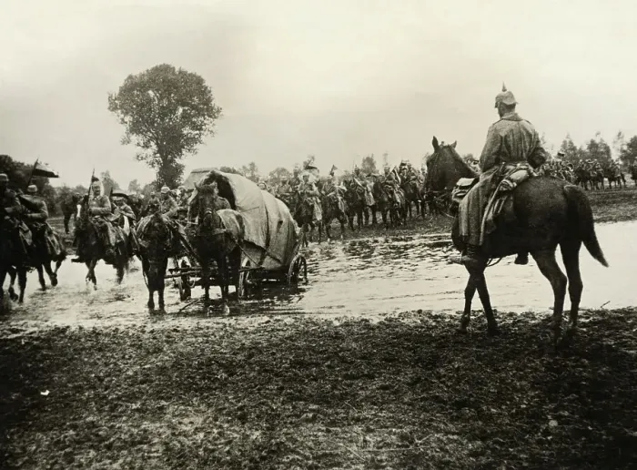 Framed Print : Soldiers with Wagon Trudging Through Water Framed Print : Soldiers with Wagon Trudging Through Water