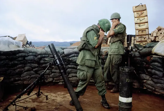 Framed Print : Soldiers Waiting for Explosive to Fire Framed Print : Soldiers Waiting for Explosive to Fire