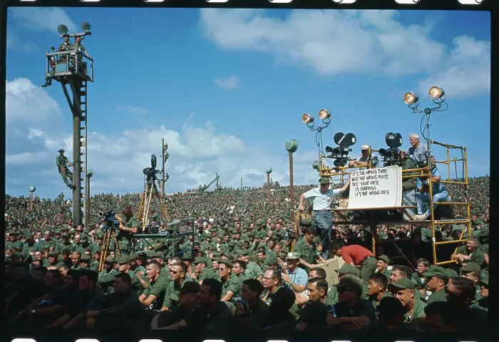 Framed Print : Soldiers Watching a Bob Hope Performance Framed Print : Soldiers Watching a Bob Hope Performance