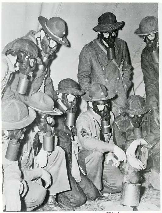 Framed Print : Soldiers Wearing Gas Mask in Training Framed Print : Soldiers Wearing Gas Mask in Training