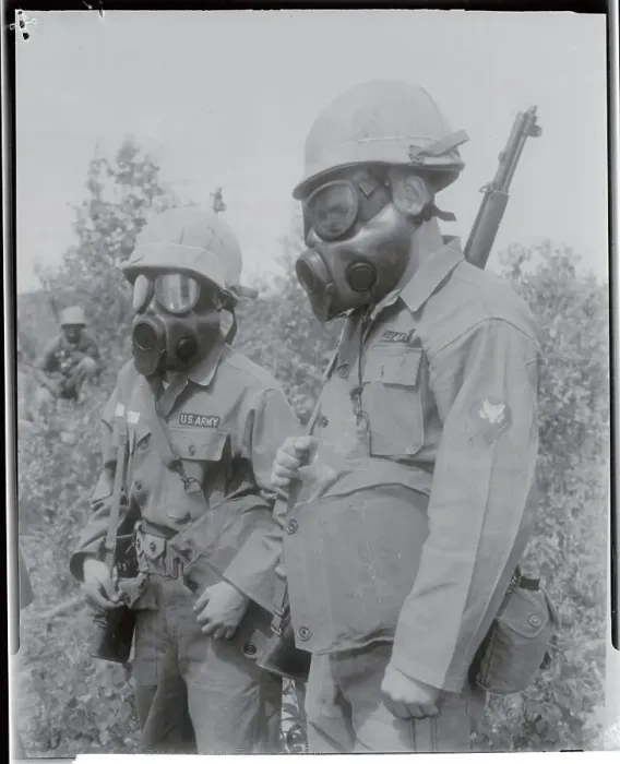 Framed Print : Soldiers Wearing Gas Masks Framed Print : Soldiers Wearing Gas Masks