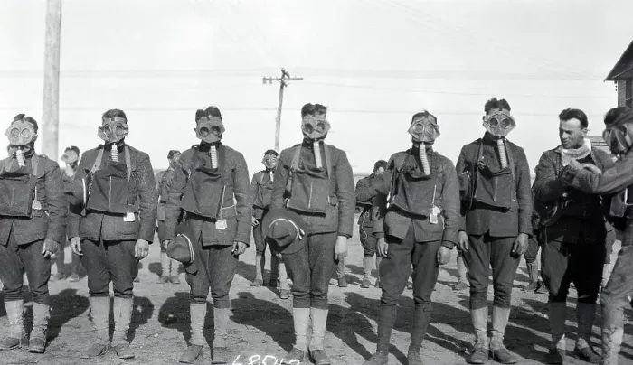 Framed Print : Soldiers Wearing Gas Masks Framed Print : Soldiers Wearing Gas Masks