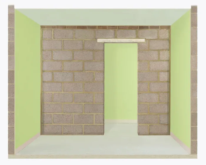 Framed Print : A solid block wall with doorway Framed Print : A solid block wall with doorway