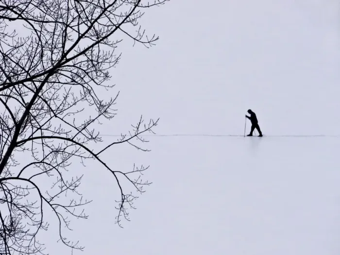 Framed Print : Solitary person in snow Framed Print : Solitary person in snow