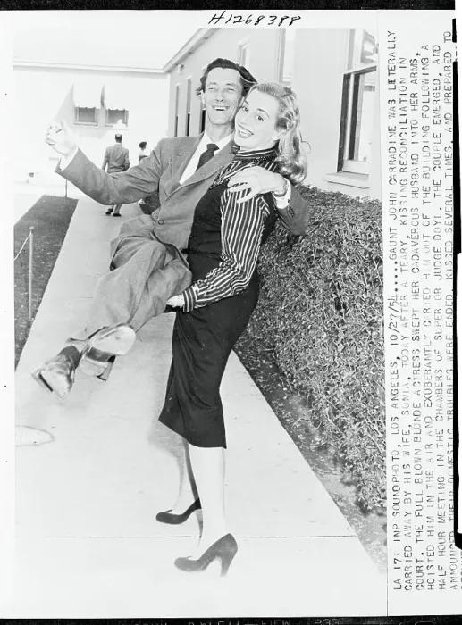Framed Print : Sonia Carradine Carrying Her Husband Framed Print : Sonia Carradine Carrying Her Husband