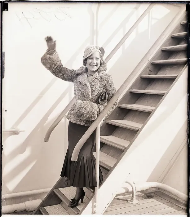 Framed Print : Sonja Henie Arrives on the Ile De France Framed Print : Sonja Henie Arrives on the Ile De France