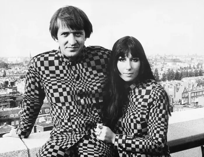 Framed Print : Sonny and Cher in Checkerboard Suits Framed Print : Sonny and Cher in Checkerboard Suits