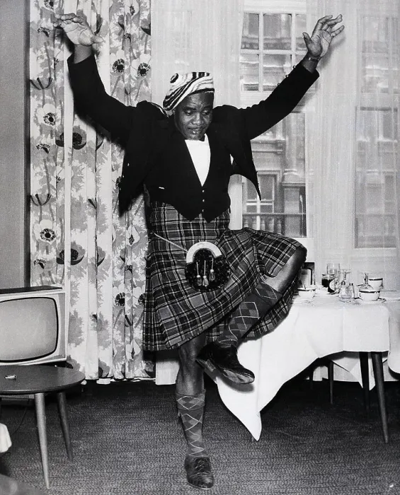 Framed Print : Sonny Liston in Scottish Outfit Framed Print : Sonny Liston in Scottish Outfit