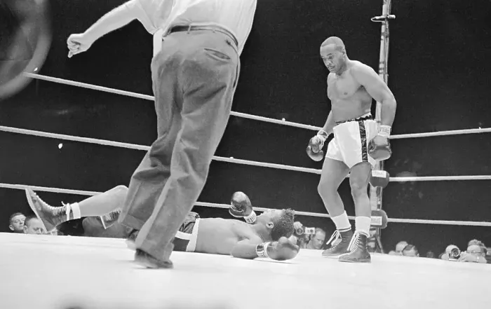 Framed Print : Sonny Liston Watches Floyd Patterson Fall Framed Print : Sonny Liston Watches Floyd Patterson Fall