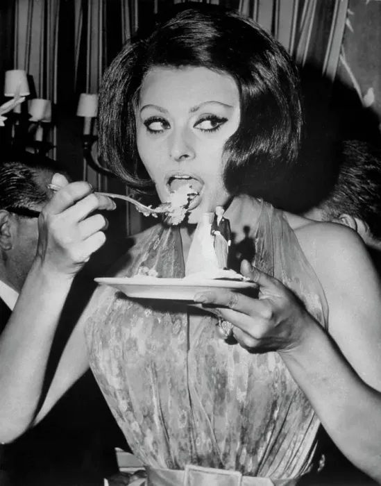 Framed Print : Sophia Loren Eating Cake in Movie Still